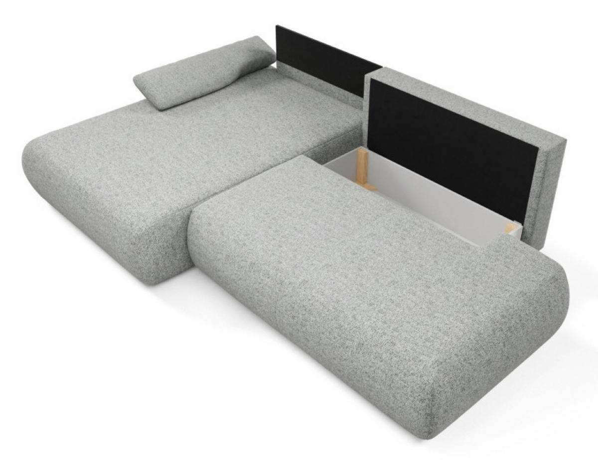 ECKSOFA Grau PENTI Ausziehbar Mit Bettkasten Links - Grau, Textil (286/173.5cm) - Sepro Meble