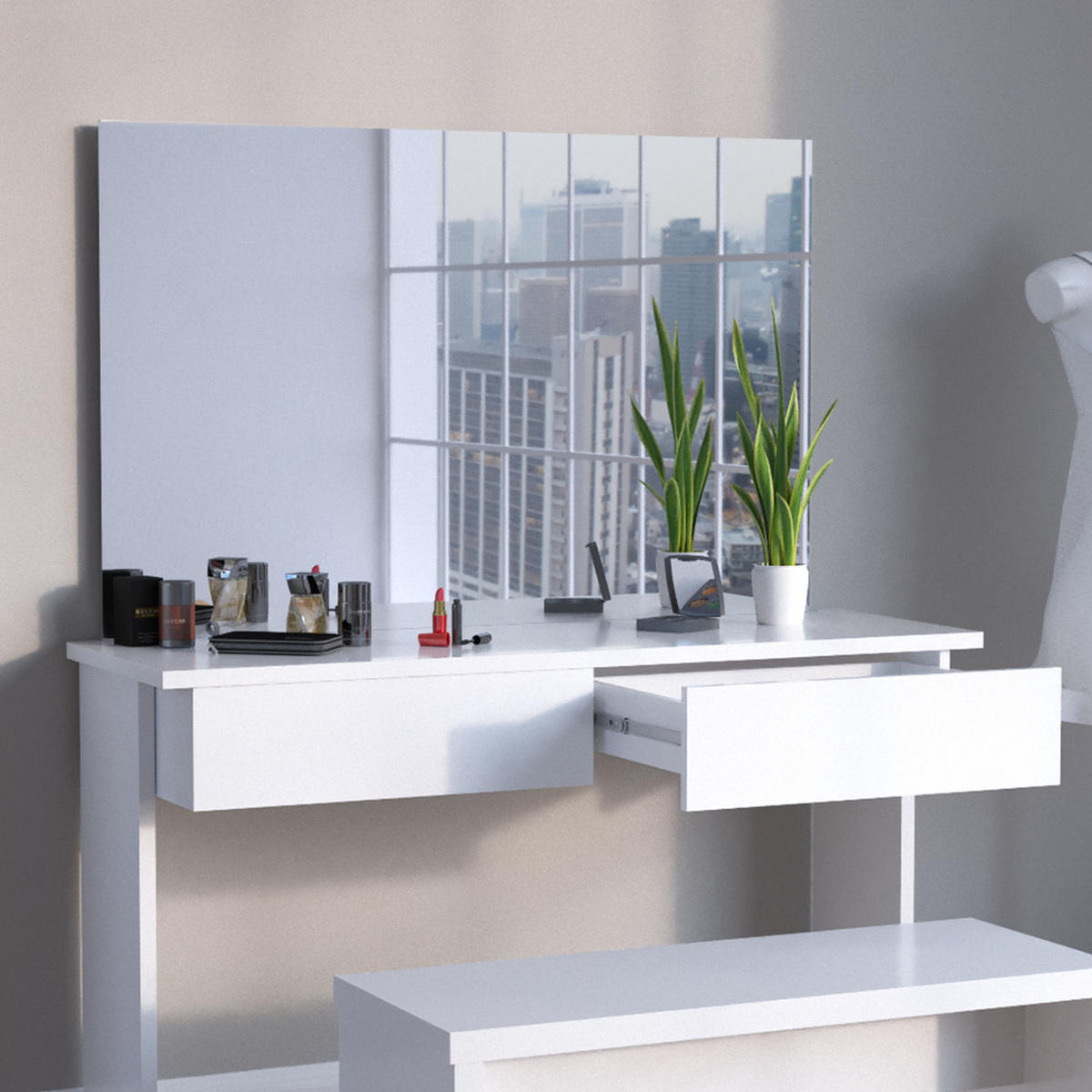 SCHMINKTISCH Azur Weiß 120 cm - Weiß, Holzwerkstoff (120/83/40cm) - Vicco