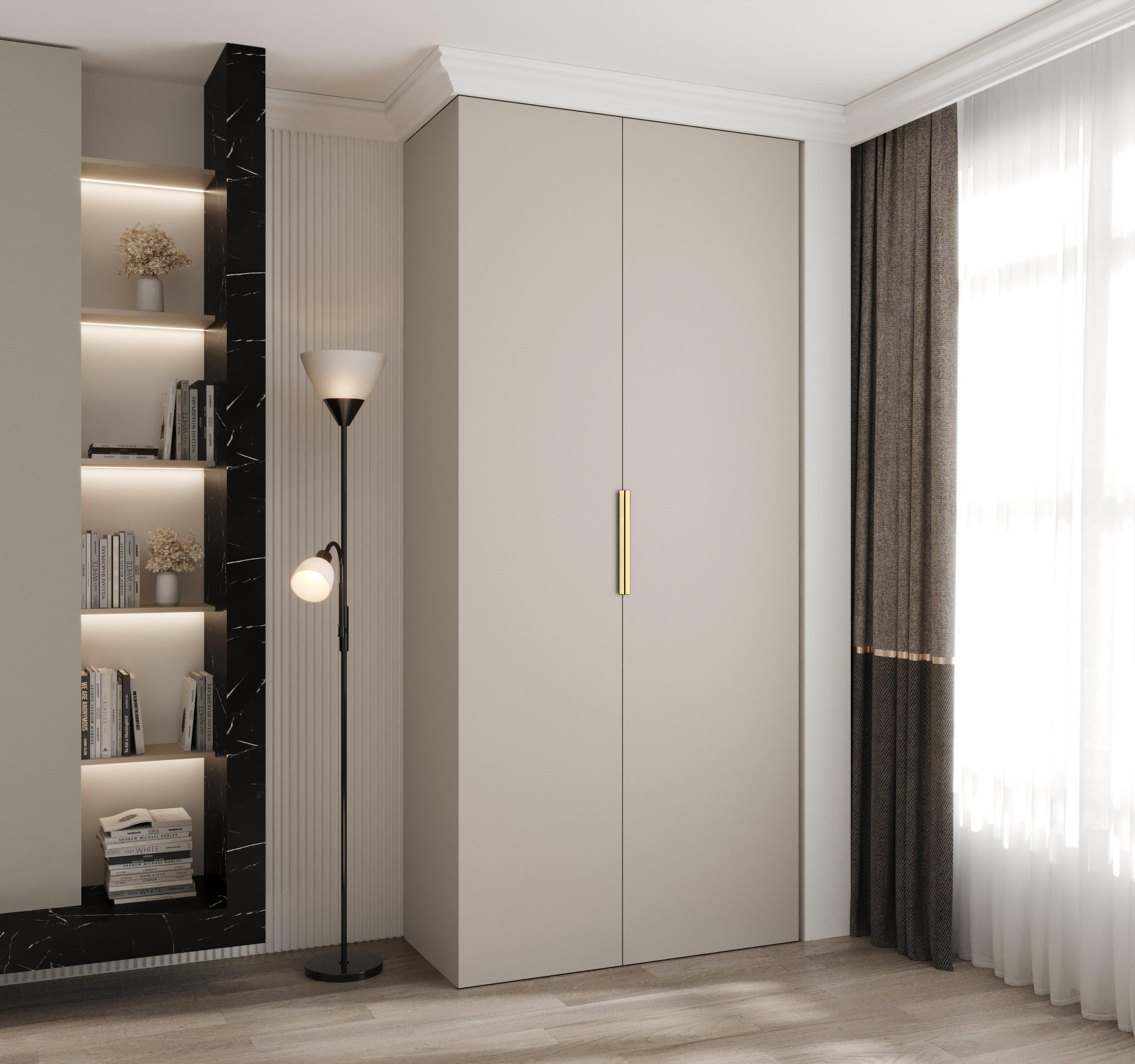 DREHTÜRENSCHRANK 245,5/110/50 2-türig - Kaschmir/Goldfarben, Holz/Metall (110/245.5/50cm) - Abiks Möbel