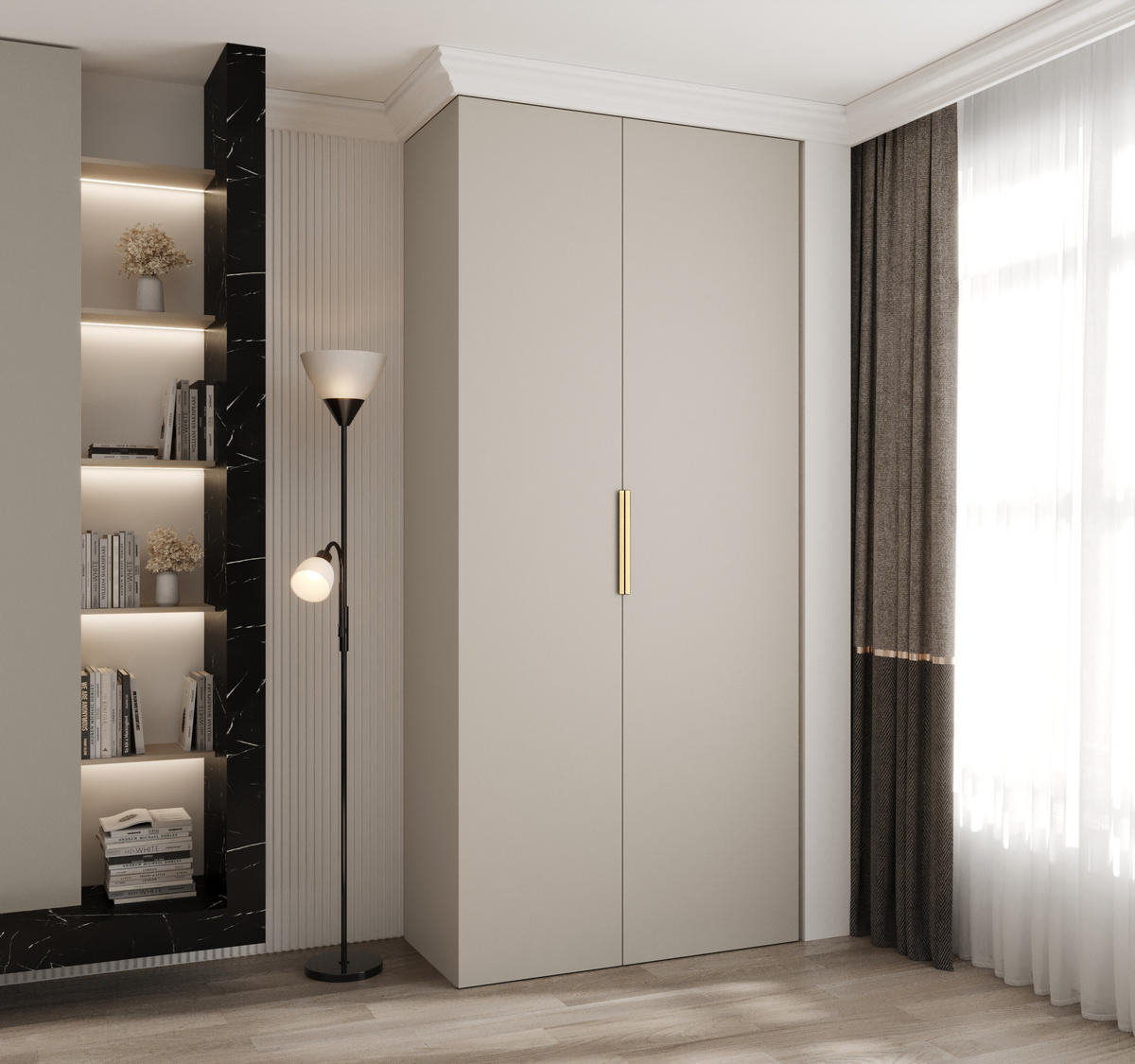 DREHTÜRENSCHRANK 245,5/110/50 2-türig - Kaschmir/Goldfarben, Holz/Metall (110/245.5/50cm) - Abiks Möbel
