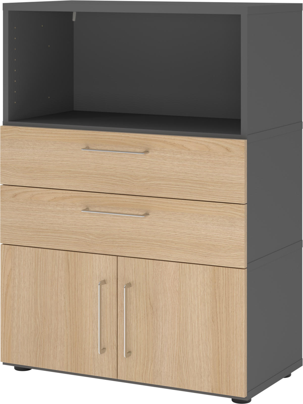 AKTENSCHRANK mittel mit Schubladen 41,7/80/110 cm in Weiß/Eichefarben - Eichefarben/Weiß, Holzwerkstoff (80/110/41.7cm) - bümö