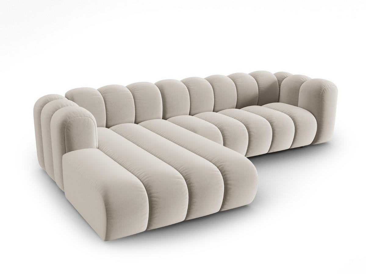 ECKSOFA modular links Lupine aus Samt beige 4 Sitzplätze - Beige, Textil (177/290cm) - Micadoni