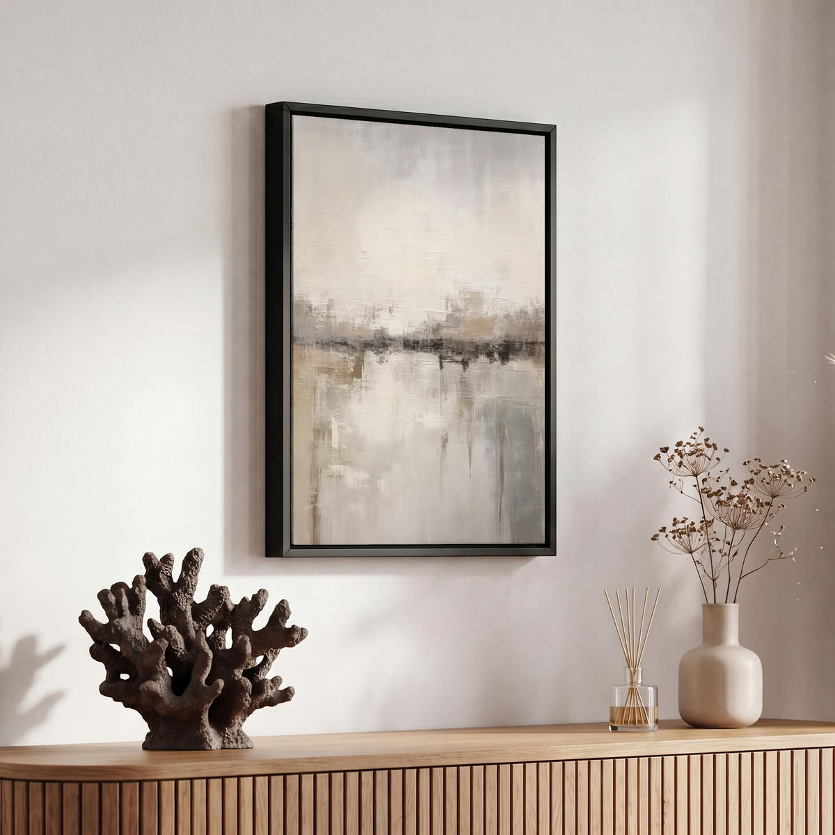 LEINWAND Bilder mit Rahmen - Moderne Kunst - Abstrakt - Beige - 20x30 - Beige, Textil (20/30cm) - MuchoWow