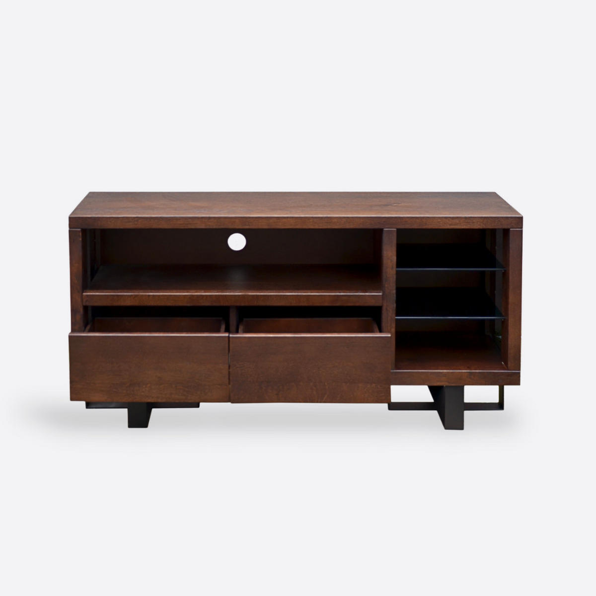 TV-SCHRANK aus Massivholz auf metallenen Beinen MOCCA - Eichefarben, Holz (140/70/40cm) - Rawood Furniture
