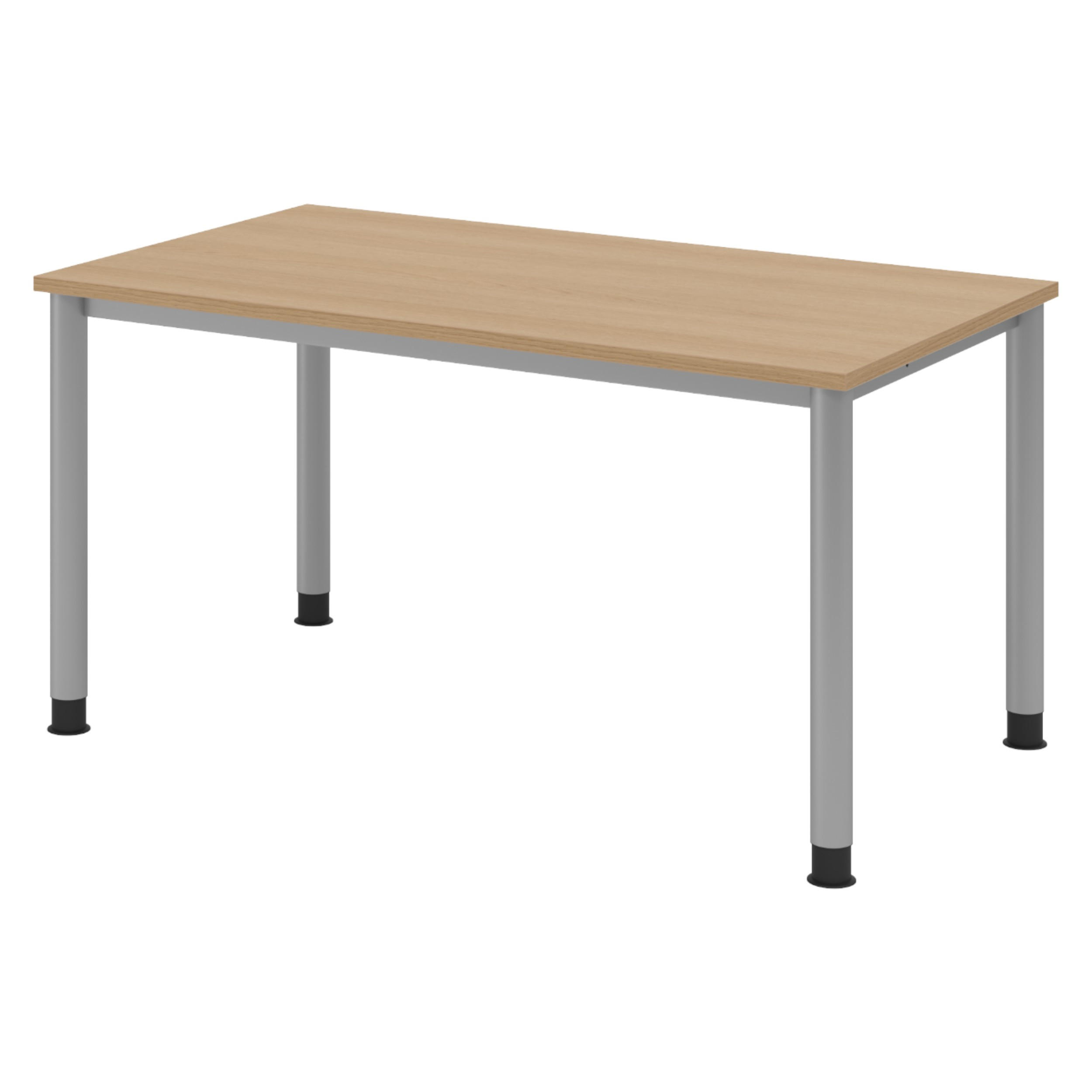 SCHREIBTISCH Serie-H 80/140/74 cm in Eichefarben/Silberfarben - Eichefarben/Silberfarben, Holzwerkstoff (80/140/74cm) - bümö