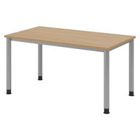 SCHREIBTISCH Serie-H 80/140/74 cm in Eichefarben/Silberfarben - Eichefarben/Silberfarben, Holzwerkstoff (80/140/74cm) - bümö