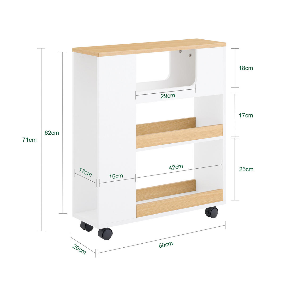 NISCHENREGAL Weiß - Weiß/Naturfarben, Holzwerkstoff (20/71/60cm) - SoBuy