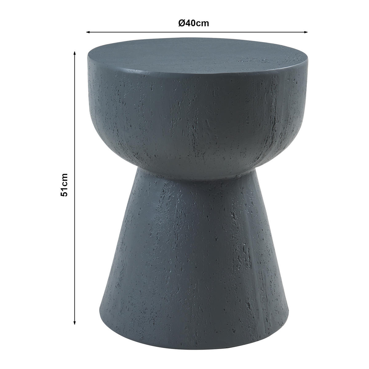 PŘÍSTAVNÍ STOLEK Oulvepijanse - tmavě šedá, kámen (40/40/51cm) - [en.casa]