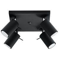 DECKENLEUCHTE Stahl Schwarz 4-flammig Spots - Schwarz, Metall (25/25/15cm)