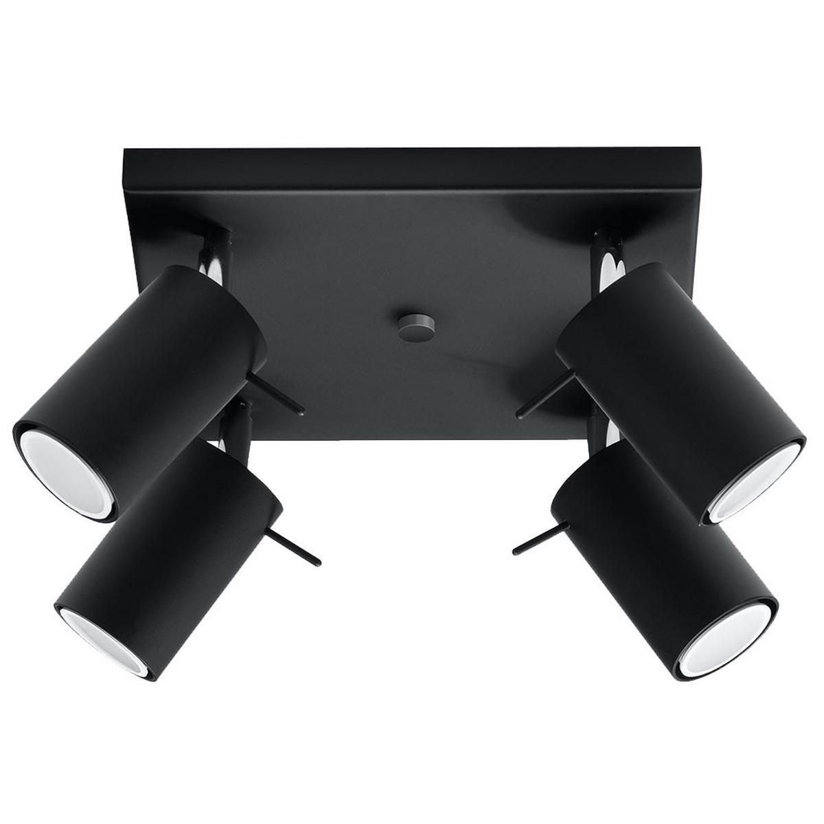 DECKENLEUCHTE Stahl Schwarz 4-flammig Spots - Schwarz, Metall (25/25/15cm)