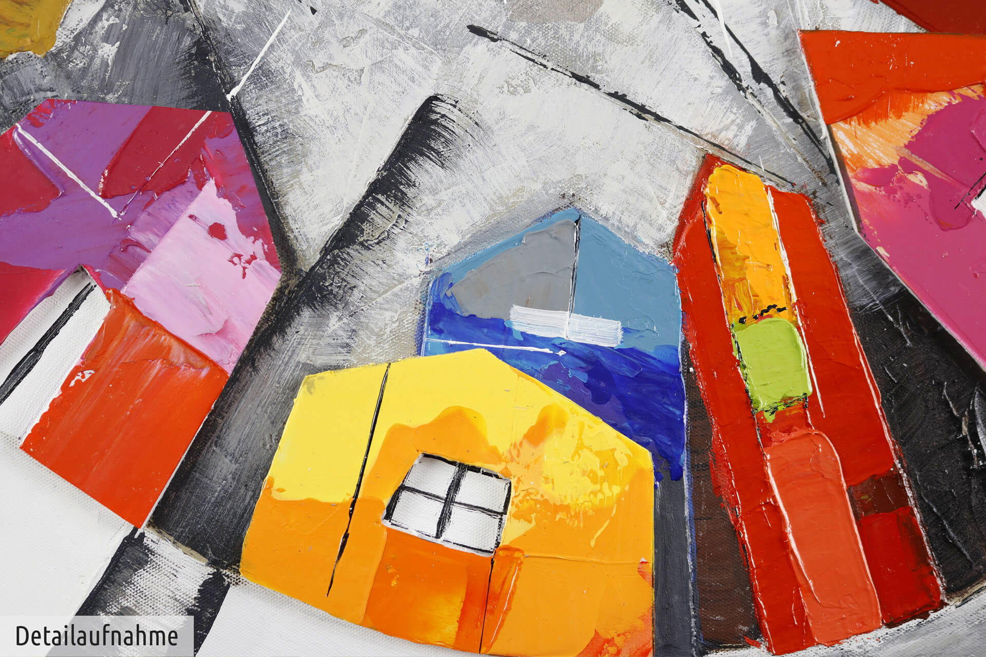 Thumbnail - Kunstloft Ölgemälde, Mehrfarbig, Silber, Textil, Holz, 1.6x80 cm, Handmade Quality, Bilder und Zubehör, Wandbilder, Lein...