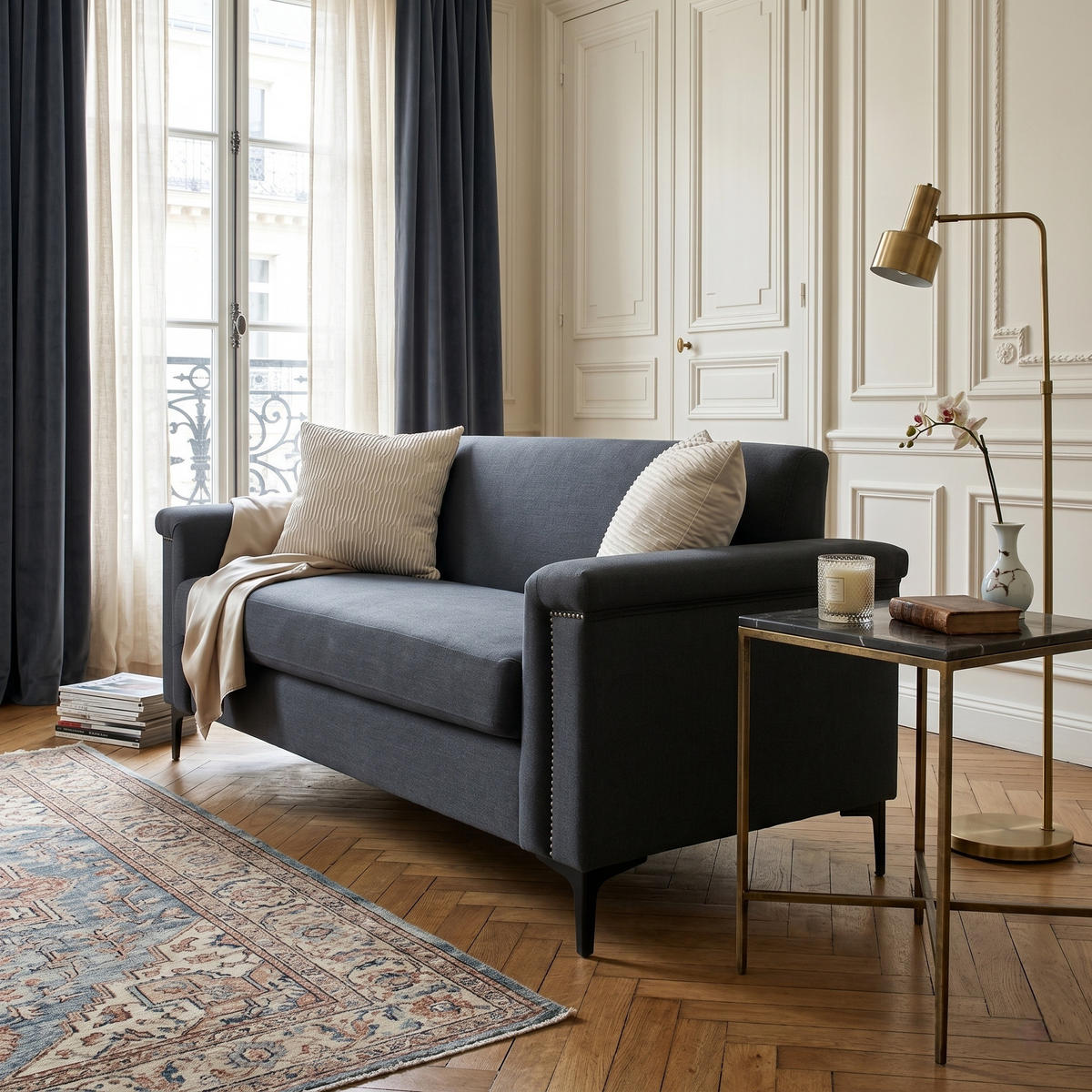 SOFA 2-Sitzer 172/73,5/81,5 cm Dunkelgrau - Dunkelgrau, Textil (73.5/81.5/172cm)