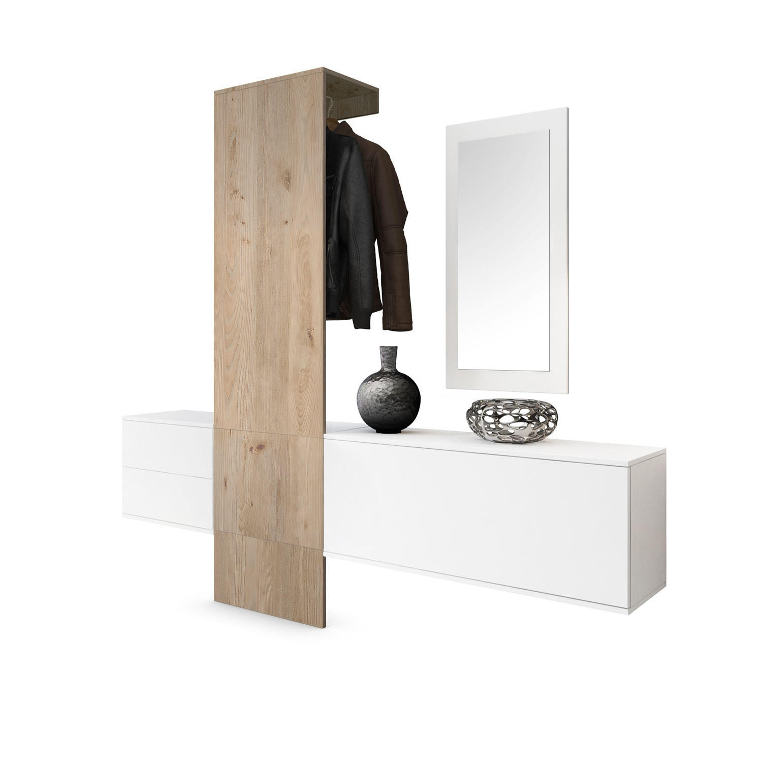 GARDEROBE Carlton Paneel in Eiche sägerau - Eiche San Remo, Holzwerkstoff (208/193/35cm) - Vladon