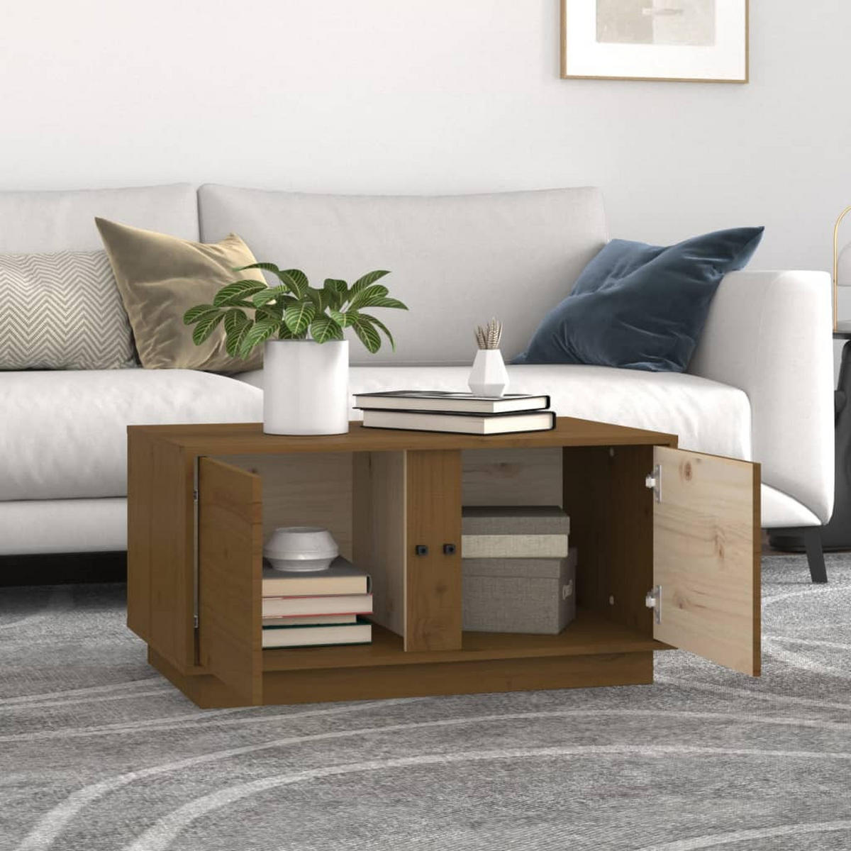 COUCHTISCH Honigbraun 80x50x40 cm Massivholz Kiefer - Braun, Holz (80/50/40cm) - furnicato