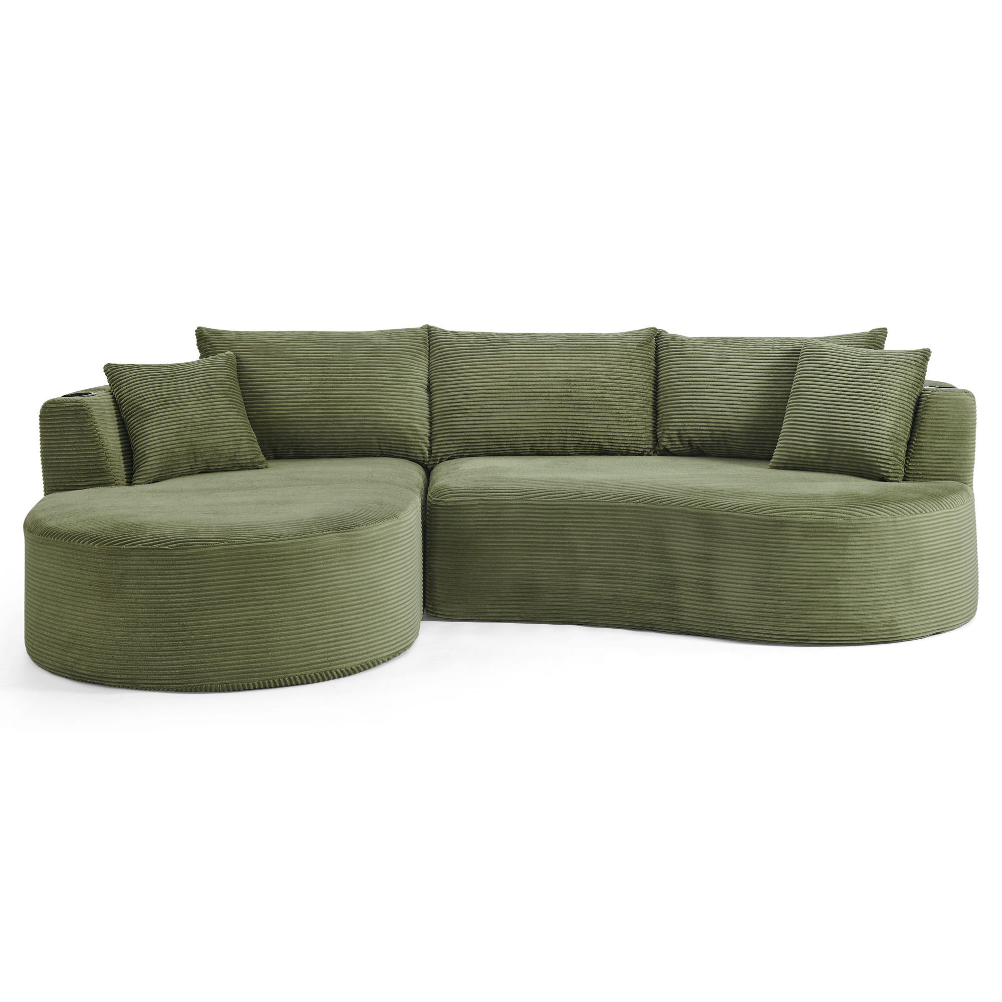 ECKSOFA 264/168/76 cm Grün mit Getränkehalter (Linke Seite) - Grün, Textil (264/168cm) - Oxeza