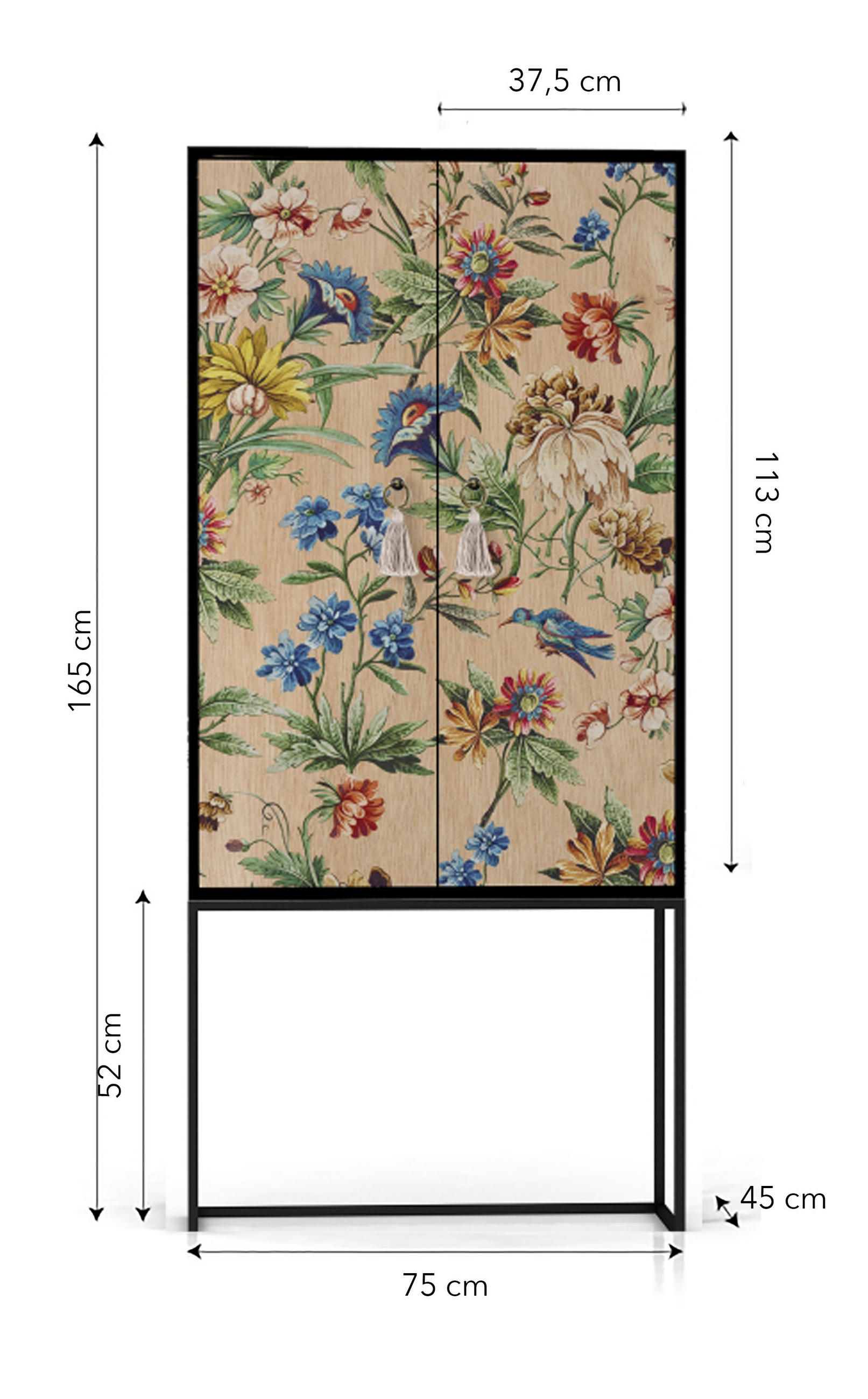 SCHRANK-SIDEBOARD aus MDF mit floralem Druck ALVA AMAZONIA - Multicolor, Holzwerkstoff (75/165/45cm) - RNT By Really Nice Things