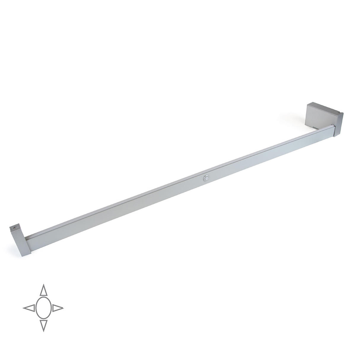 GARDEROBENSTANGE mit LED-Licht Castor, mit abnehmbarer Batterie und Bewegungssensor, L1.158mm, Kunststoff und Aluminium, Metallisch grau - Dunkelgrau, Kunststoff (7/4/128cm) - EMUCA