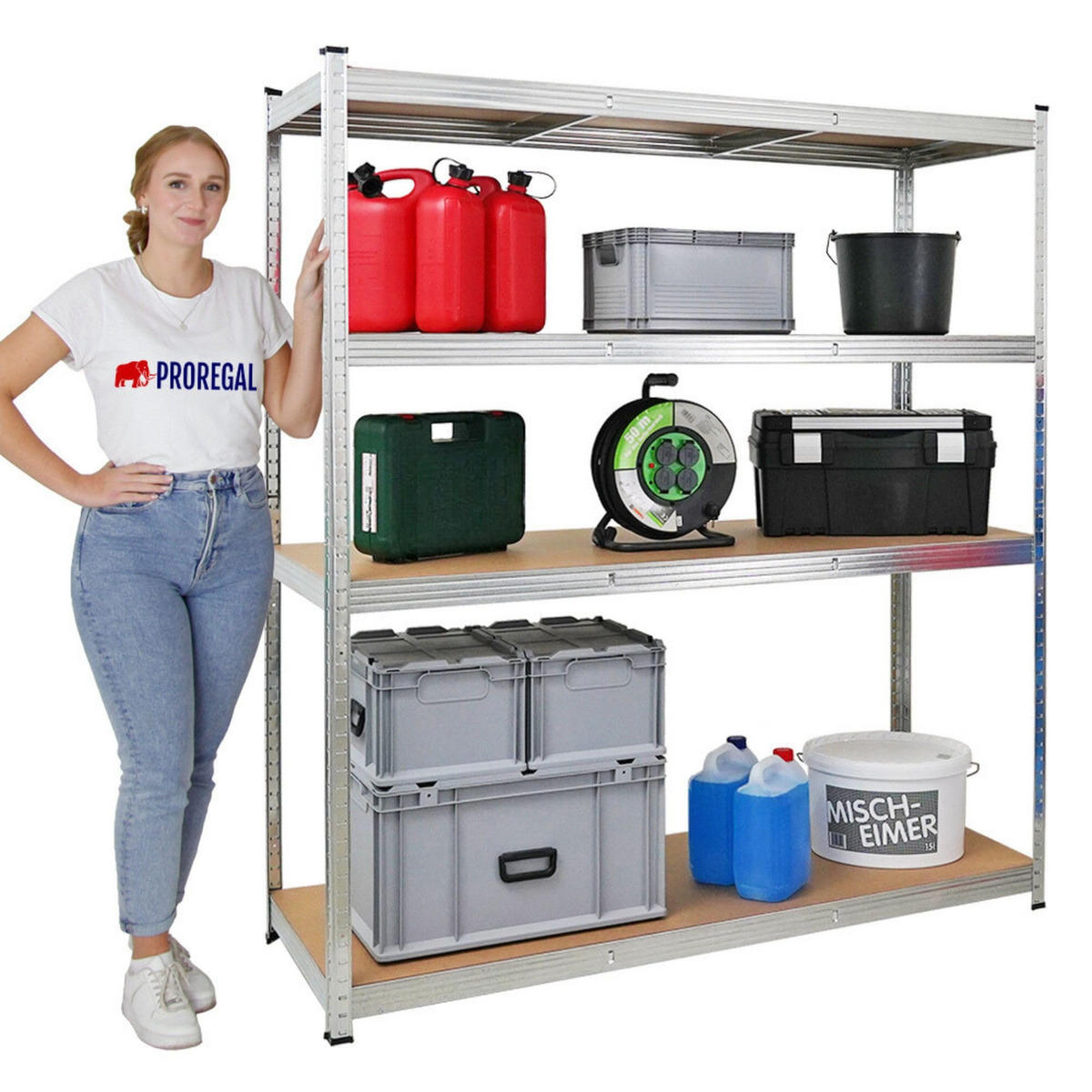 SCHWERLASTREGAL Taurus XL 5er-Set 180x160x60 cm Fachlast 250 kg Verzinkt - Silberfarben, Metall (800/180/60cm) - PROREGAL