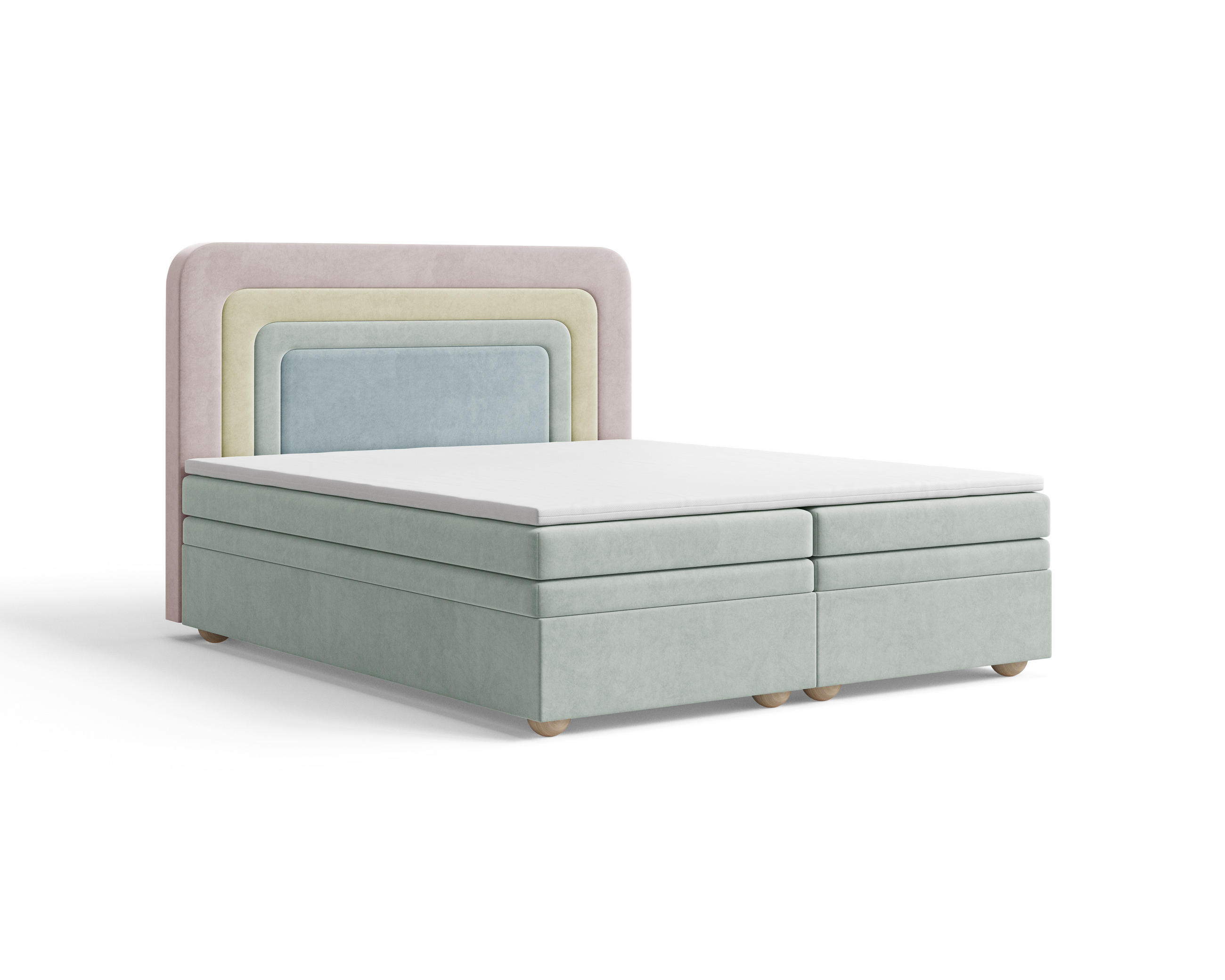 BOXBETT - Bett 10 NEST - Riviera - 140x200 cm - Modernes Polsterbett mit Bettkasten - Multicolor, Holz (140/200cm) - ROYAL24_MARKT