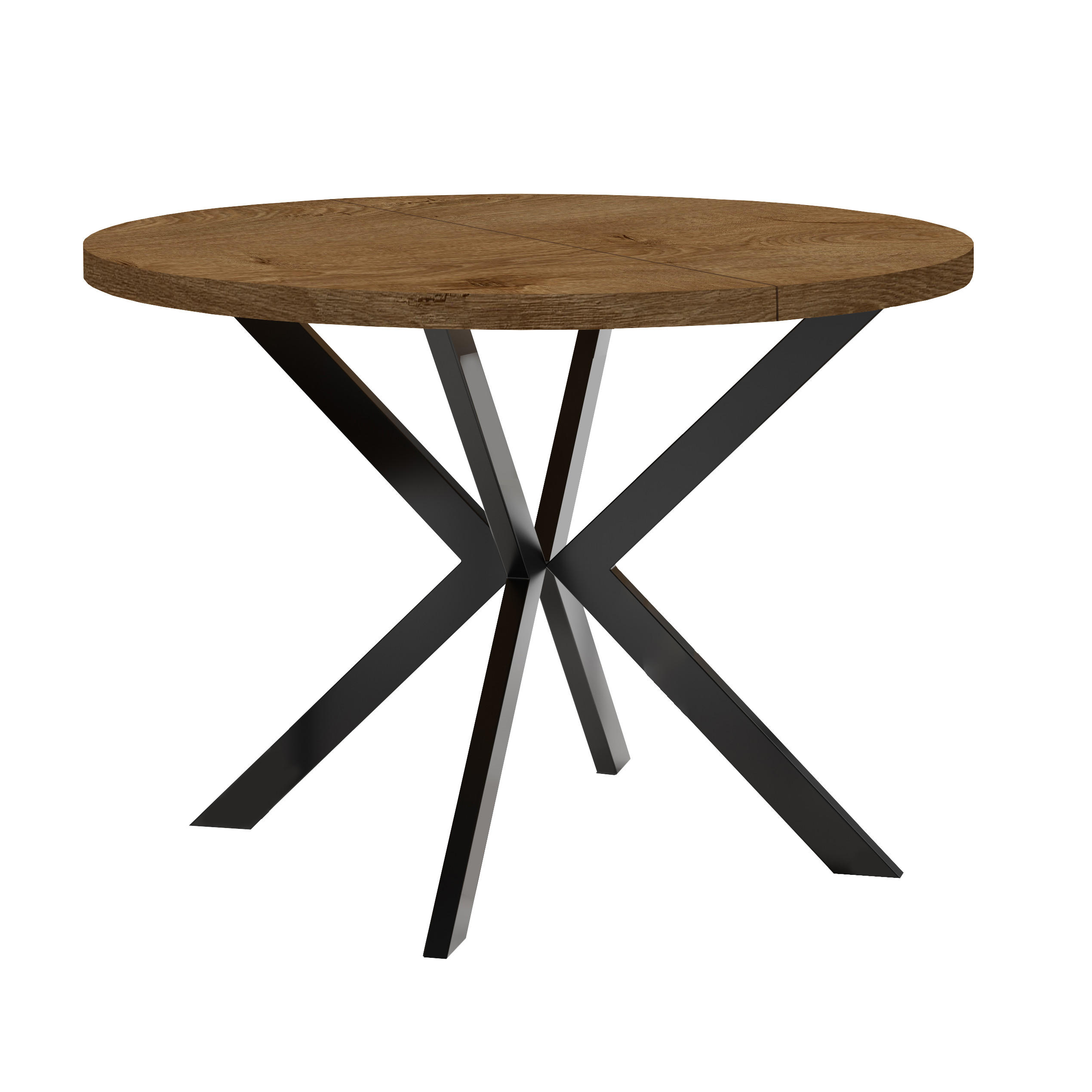 ESSTISCH ENDIK, Durchmesser: 100 / 200 cm, Farbe: Eiche Lefkas / Schwarz - Dunkelbraun/Schwarz, Holz (200/100/77cm) - Dekori_Interiors