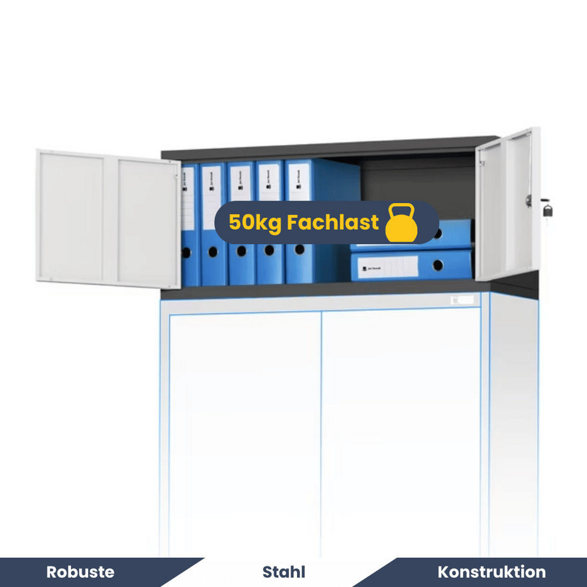 SCHRANKERWEITERUNG Aktenschrank mit 2 Flügeltüren 38x90x40cm Anthrazit-Weiß - Anthrazit, Metall (90/38/40cm) - DELUKE