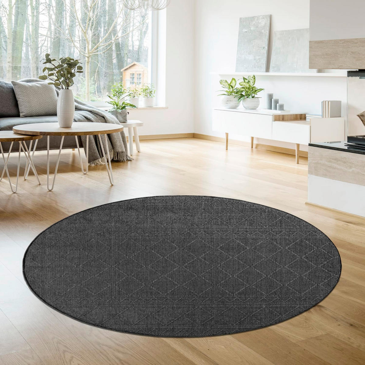 OUTDOORTEPPICH 200/200 cm Vermont 191 - Anthrazit, Kunststoff (200/200cm) - Paco Home