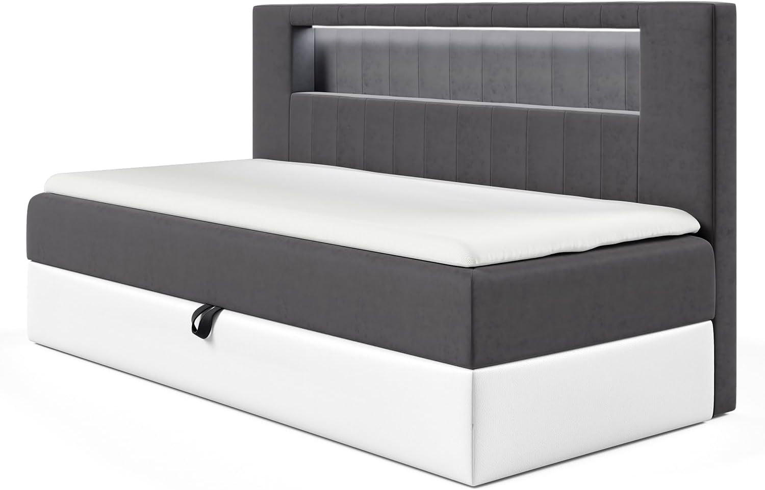 KINDERBETT GARETH 2 - Dunkelgrau/Weiß, Holzwerkstoff (91/201cm) - Meblini