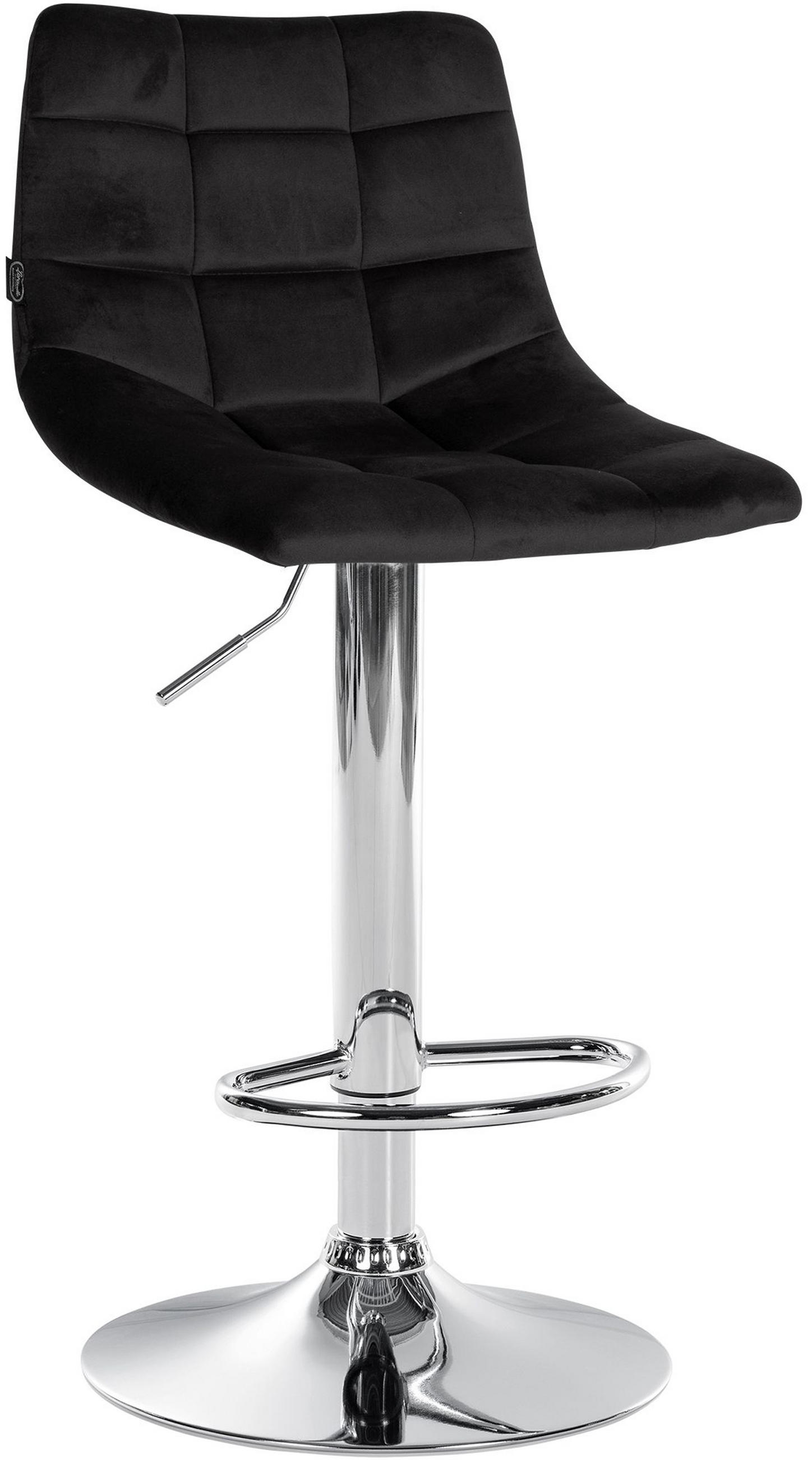 BARHOCKER James Samt chrom schwarz - Chromfarben/Schwarz, Textil/Metall (43/108.5/46.5cm) - TPFLiving