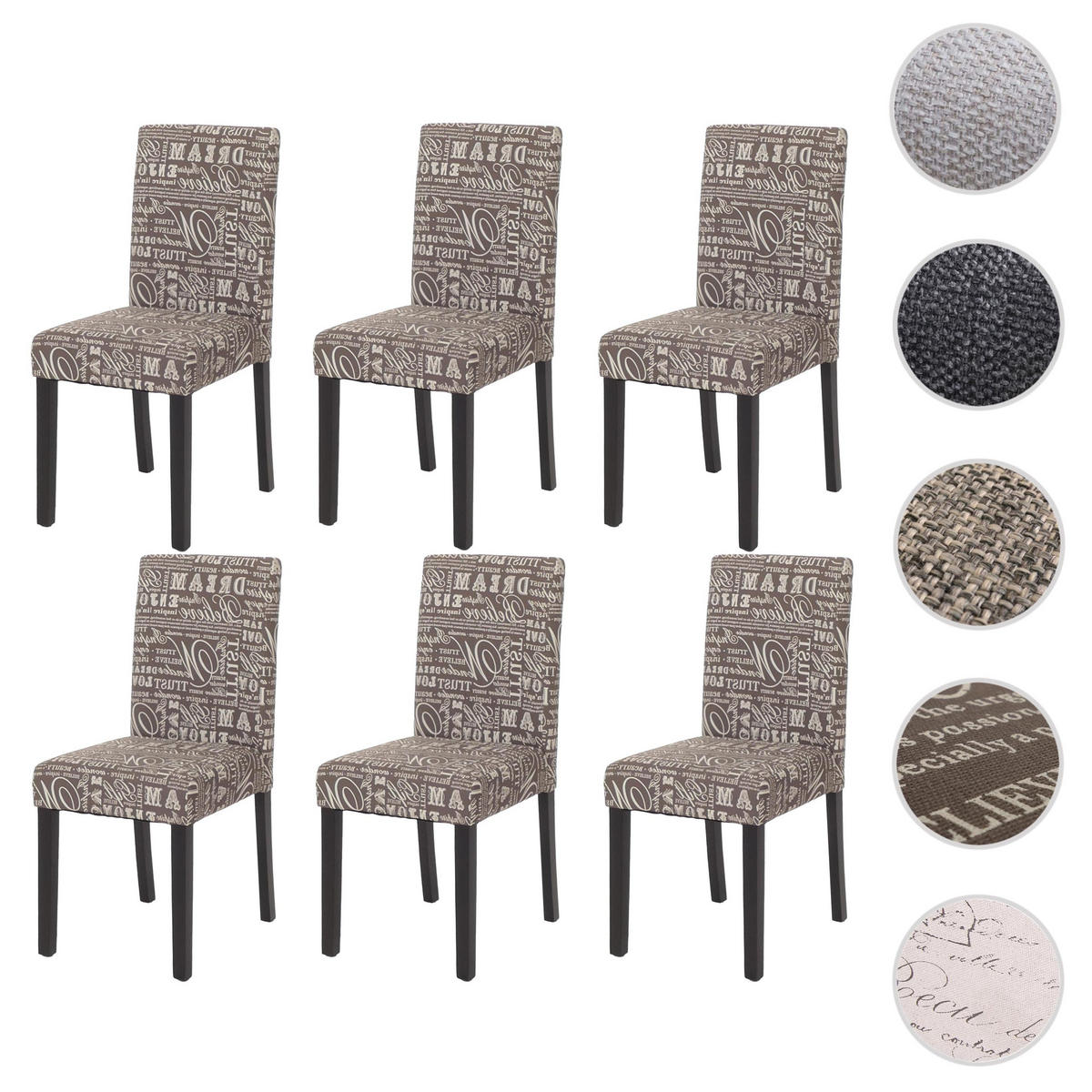 ESSZIMMERSTUHL 6er-Set klassisch und zeitlos 90x43x48cm Sitzhöhe 45cm Textil dunkle Beine Anthrazitgrau - Anthrazit, Textil (43/90/48cm) - CHEFGASTRO