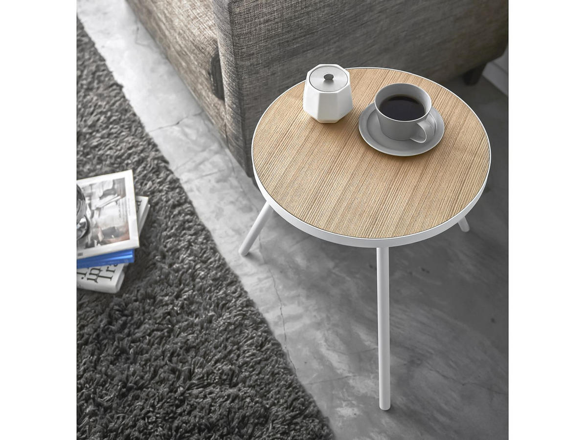 BEISTELLTISCH Tower weiß 49/50/49 cm rund - Weiß, Metall (49/49/50cm) - Yamazaki