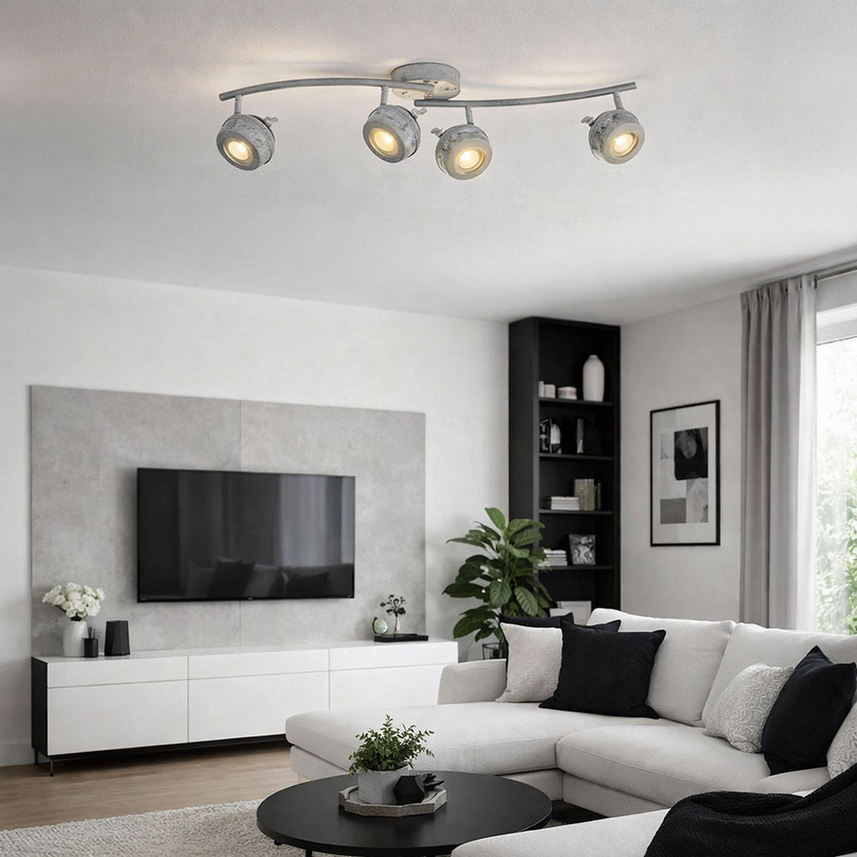 LED DECKENLEUCHTE Metall Grau Antik - Grau, Metall (64/14/16cm) - Globo Lighting