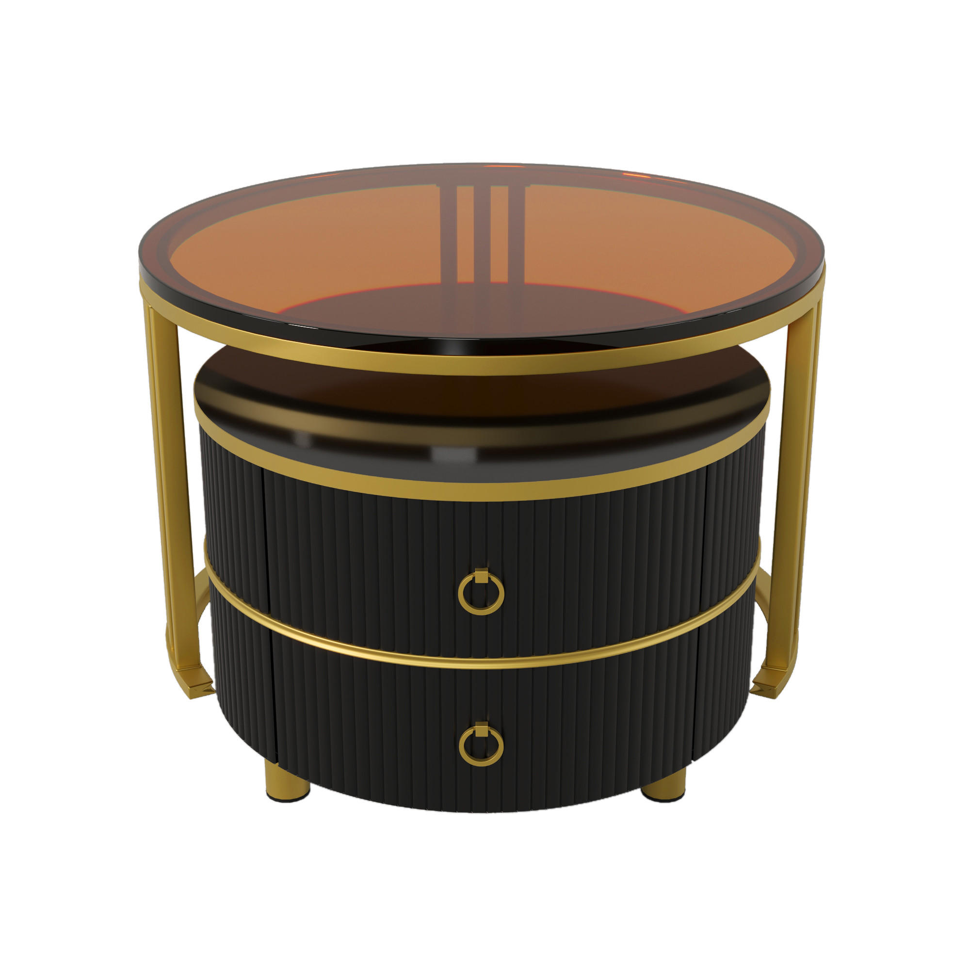 COUCHTISCH Schwarz Gold 2er-Set 70/70/45 cm 50/50/40 cm - Schwarz, Glas (70/70/45cm) - PANGIVO