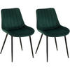 STUHL 2er Set Samt grün - Schwarz/Grün, Textil/Metall (46/82/61cm) - CLP