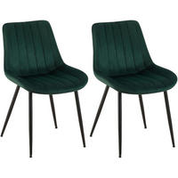 STUHL 2er Set Samt grün - Schwarz/Grün, Textil/Metall (46/82/61cm) - CLP
