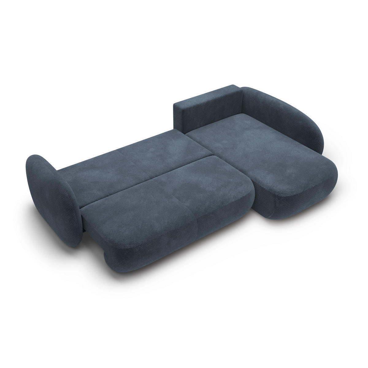 ECKSOFA AMICO II R-S Dunkelblau Geflochtener Stoff mit Schlaffunktion - Dunkelblau, Holz (289/190cm) - MASSENO