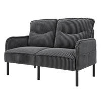 2-SITZER Sofa 122/73/83 cm Cordstoff mit Seitentaschen und Metallbeinen Grau - Schwarz/Grau, Textil/Metall (73/83/122cm) - Redom