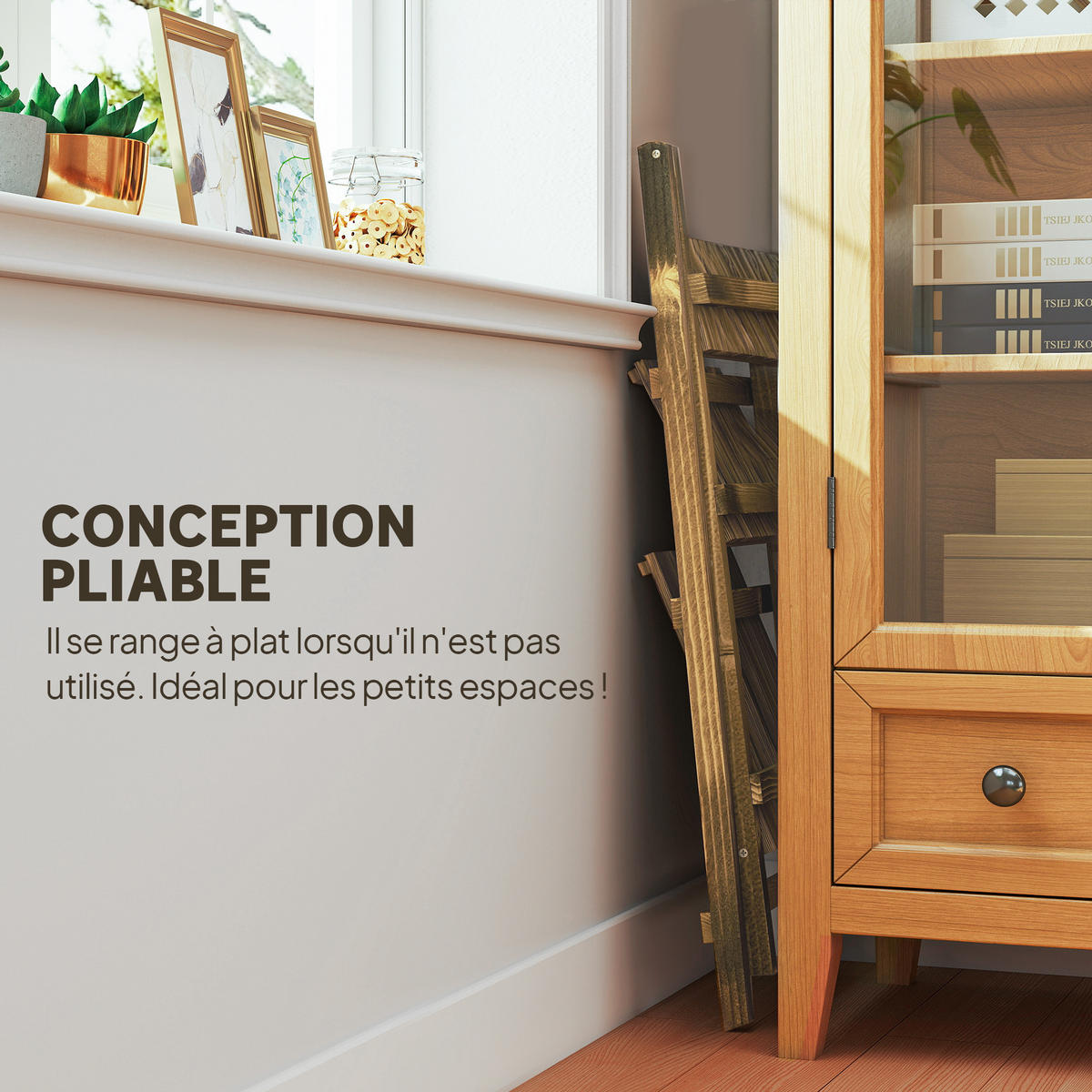 BLUMENTREPPE DE-12126 3-stufig, klappbar, pyramidale Form Braun - Braun, Holz (37/93/80cm) - ComfortXL