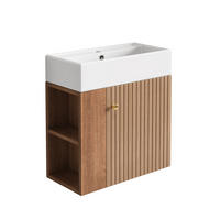 BADMÖBEL Set 55 cm Braun, hängender Waschtischunterschrank mit Waschbecken - Braun, Holz/Keramik (31/66/55cm) - PARAFTA HOME