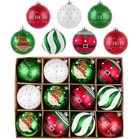 CHRISTBAUMKUGELN 12-teiliges Set 8 cm Rot Grün Weiß - Multicolor, Kunststoff (8/8/8cm)