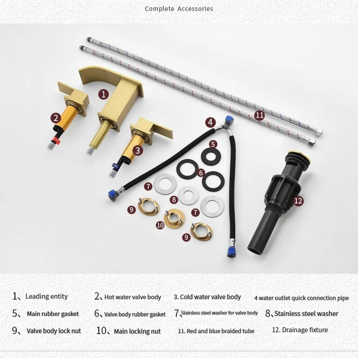 ARMATUR für Warm- und Kaltwasser – Gold – Vollkupfer-Konstruktion - Platinfarben, Metall (35/8.5/28cm)