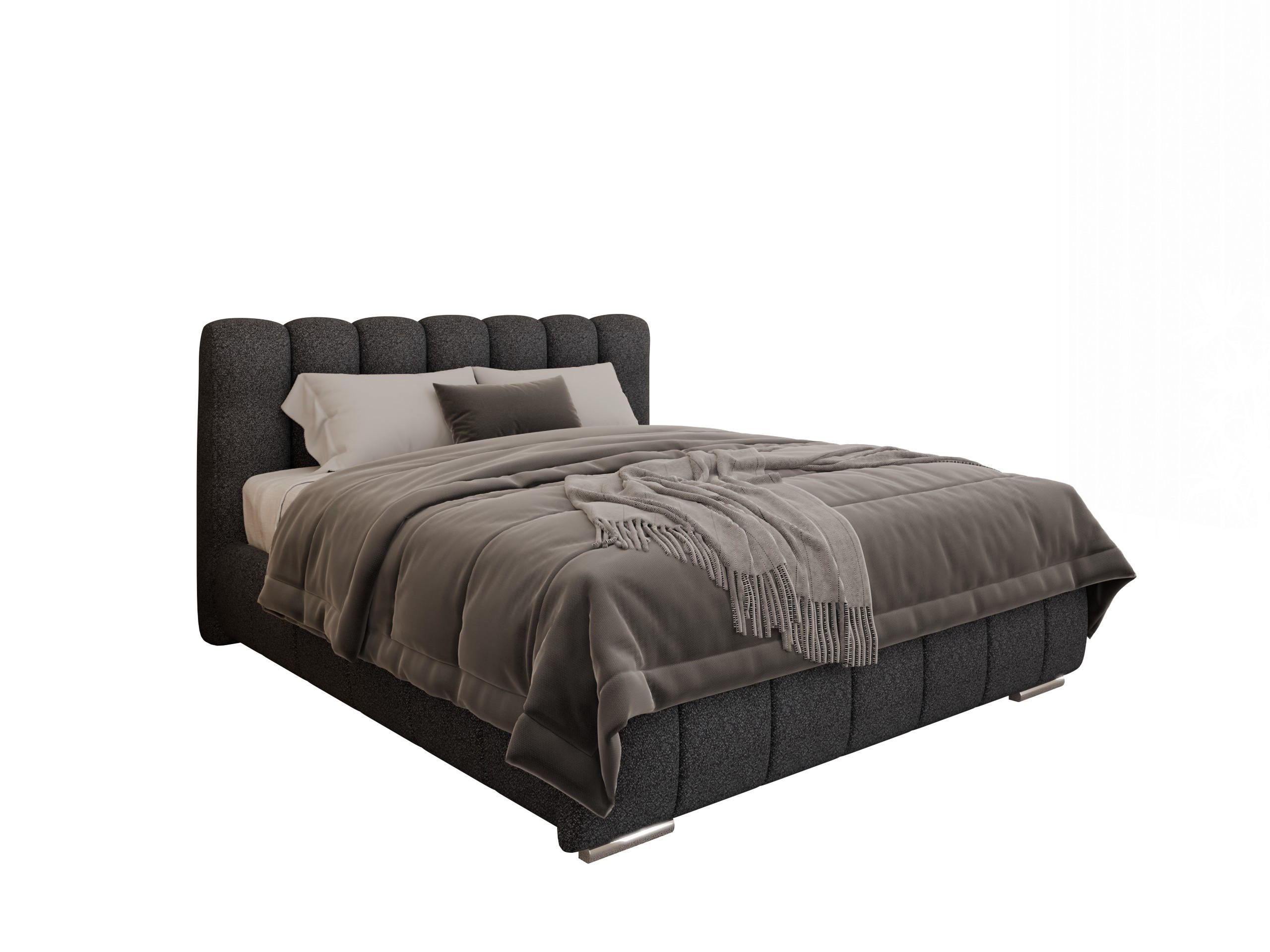 POLSTERBETT Zaira 160x200cm – Elegantes Polsterbett für modernen Wohnstil , ZONIERTE MULTI-TASCHEN-FEDERKERN (24cm), Graphitfarben - Graphitfarben, Holz (160/200cm) - Panda Möbel