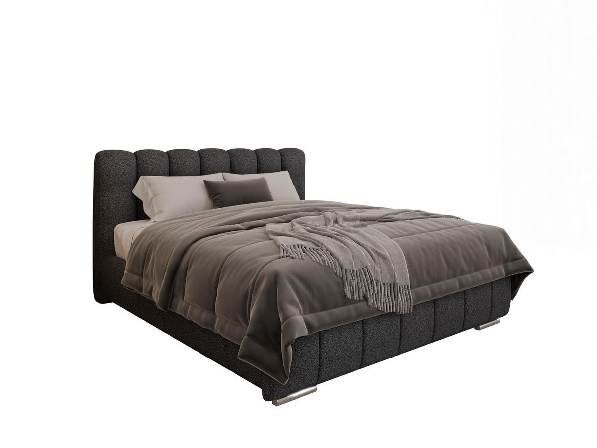POLSTERBETT Zaira 160x200cm – Elegantes Polsterbett für modernen Wohnstil , ZONIERTE MULTI-TASCHEN-FEDERKERN (24cm), Graphitfarben - Graphitfarben, Holz - Panda Möbel
