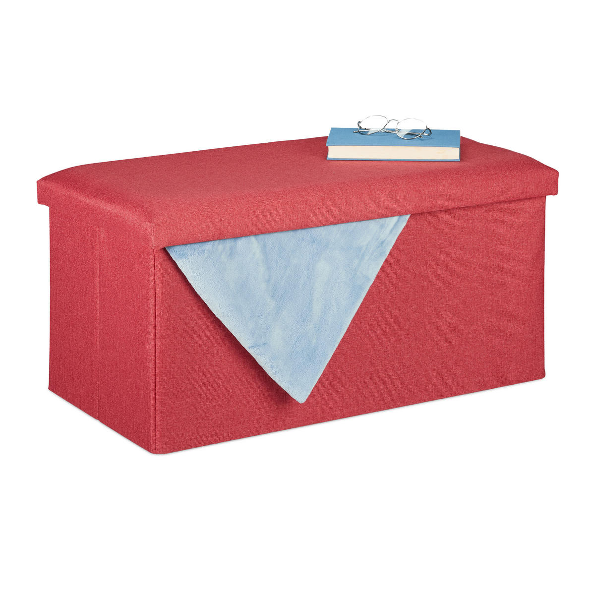 SITZBANK - Dunkelrot, Holzwerkstoff/Textil (76.5/38/38.5cm) - Relaxdays