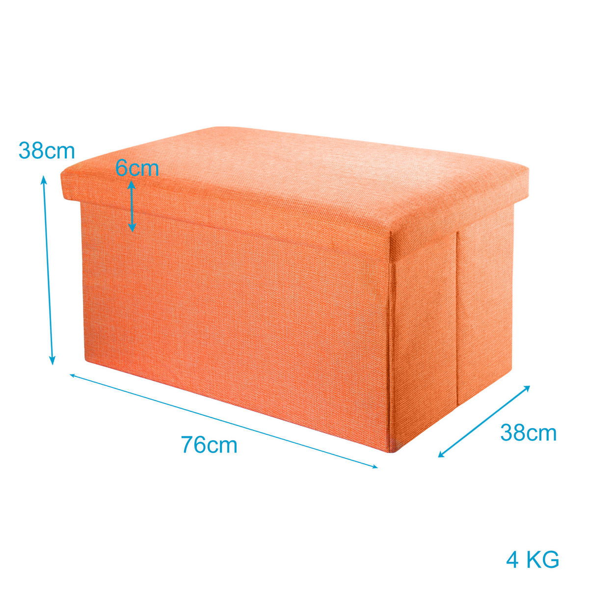 SITZBANK Faltbar in Leinen Optik 78/38/38 cm (Orange) - Orange, Textil (78/38/38cm) - Intirilife