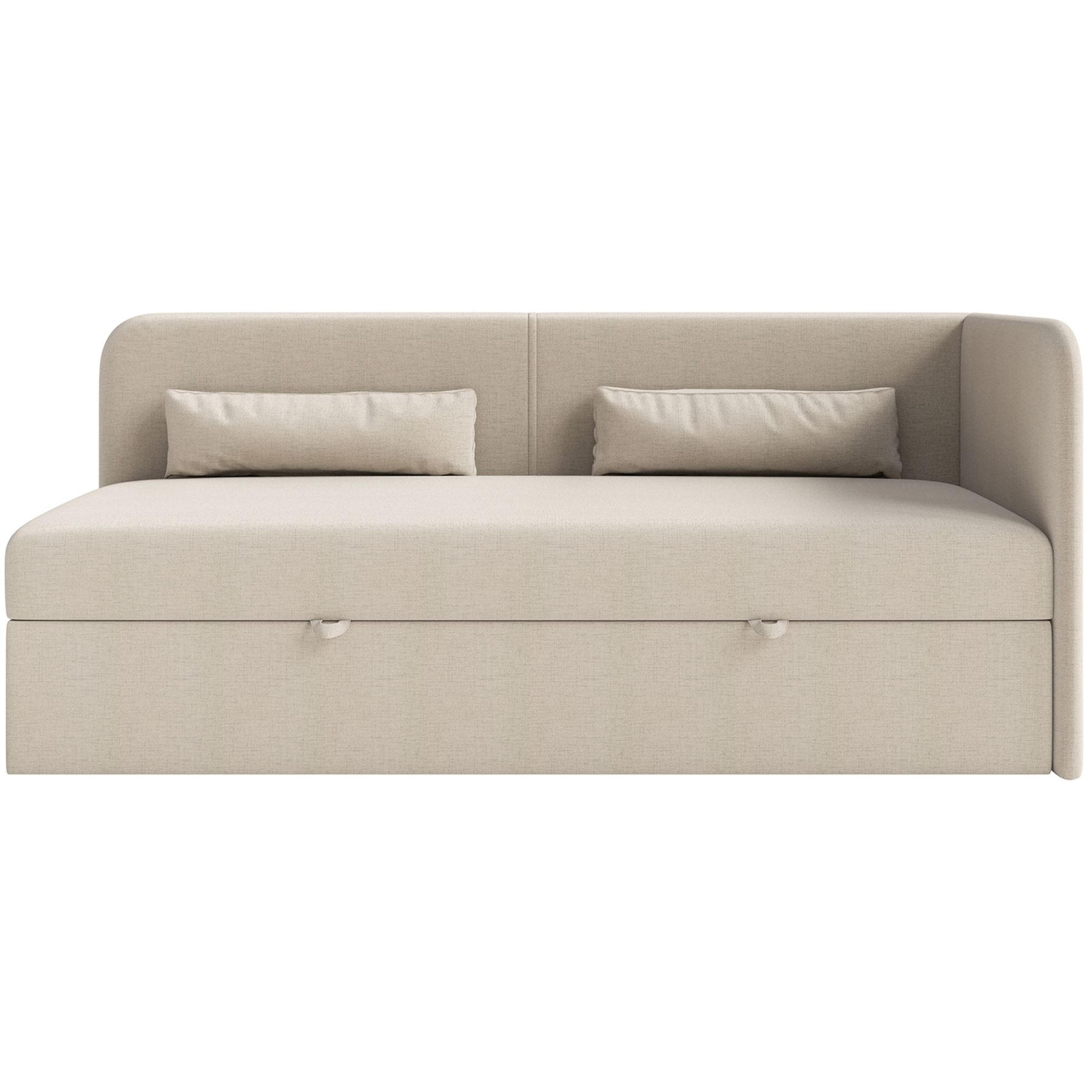 JUGENDBETT Calmmo Hellbeige mit Chenille-Bezug, Kopfteil rechts - Ecru, Textil (90/200cm) - Selsey