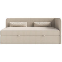 JUGENDBETT Calmmo Hellbeige mit Chenille-Bezug, Kopfteil rechts - Ecru, Textil (90/200cm) - Selsey
