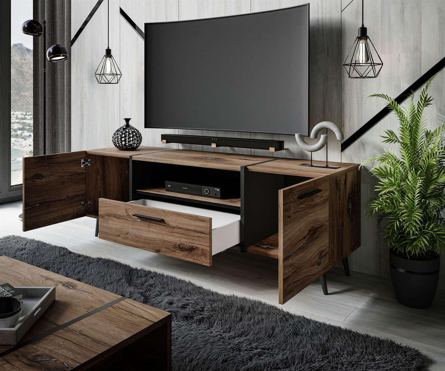 Thumbnail - Lookway Tv-Element, Eiche, Holzwerkstoff, 158x53x41.3 cm, Wohnzimmer, TV Möbel, TV-Racks