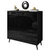 KOMMODE AURA PUSH OPEN mit Schubladen Beinfarbe – Schwarz - Schwarz Hochglanz/Schwarz, Holzwerkstoff (95/90/40cm) - Lookway