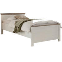 BETT Pinie weiß, Oslo Pinie Landhaus, Einzelbett, Liegefläche 100 x 200 cm - Weiß/Pinienfarben, Holzwerkstoff (100/200cm) - Furn.Design