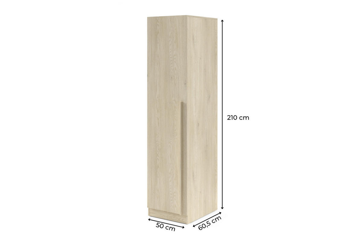 DREHTÜRENSCHRANK BRISSO BR5 50/210/60,5 cm in Eiche Ceremona - Eichefarben, Holzwerkstoff (50/210/61cm) - Deine Möbel 24